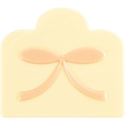2 estremit del tronchetto di Natale con fiocco rosa (9 cm) - Cioccolato bianco. n1