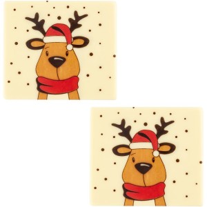 2 tappi terminali per tronchetto di Natale Elk (9 cm) - Cioccolato bianco