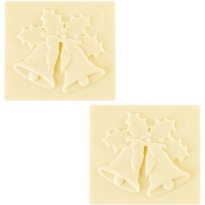 2 tappi terminali per tronchetto di Natale a forma di campana (9 cm) - Cioccolato bianco