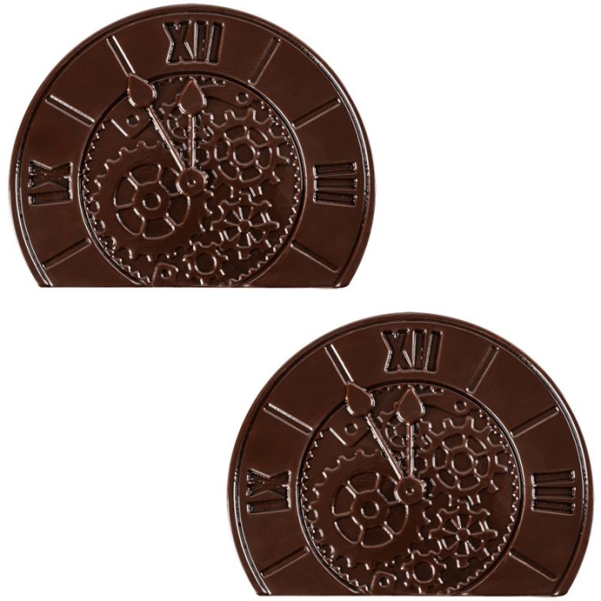 2 tappi terminali a forma di orologio (10 cm) - Cioccolato fondente 