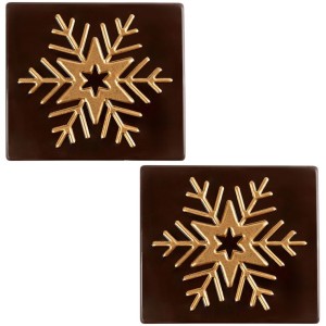 2 tappi terminali per tronchetto di Natale a forma di stella dorata (9 cm) - cioccolato fondente
