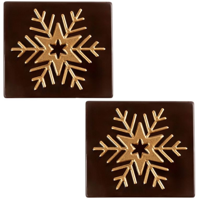 2 tappi terminali per tronchetto di Natale a forma di stella dorata (9 cm) - cioccolato fondente 