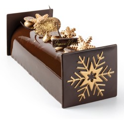2 tappi terminali per tronchetto di Natale a forma di stella dorata (9 cm) - cioccolato fondente. n2