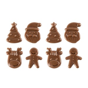 Assortimento di 8 mini decorazioni natalizie (2,4 cm) - Cioccolato al latte