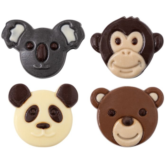 Assortimento di 4 teste di animali (3 cm) - Cioccolato 