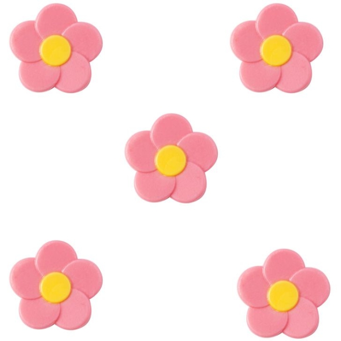 5 fiorellini rosa e gialli da 3 cm - Cioccolato bianco 