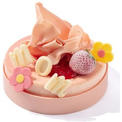 5 fiorellini rosa e gialli da 3 cm - Cioccolato bianco. n�1