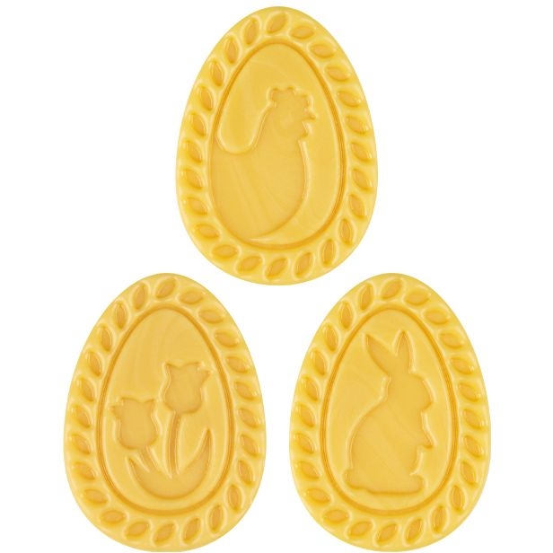 3 Uova di Pasqua decorate 4, 3 cm – Cioccolato bianco