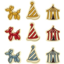 Set di 3 decorazioni da circo � Cioccolato bianco. n�1