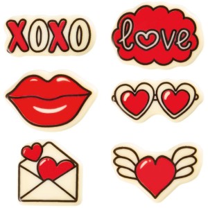 Set di 6 decorazioni per San Valentino al cioccolato bianco