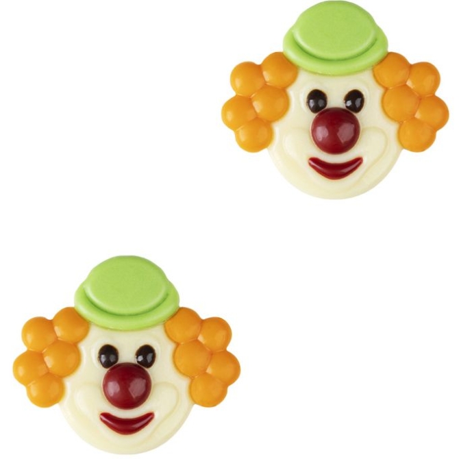 2 teste di clown (4 cm) � Cioccolato bianco 