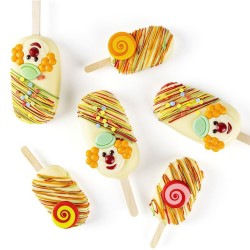 2 teste di clown (4 cm) � Cioccolato bianco. n�2