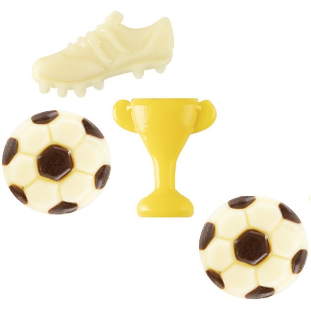 Set di 4 decorazioni calcio (3 cm) � Cioccolato bianco 