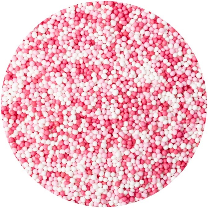 50 g di Nonpareils Fucsia,  Rosa e Bianco 
