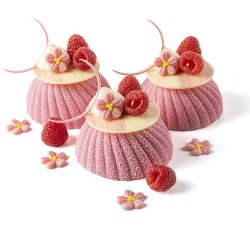 5 mini fiori rosa (� 2 cm) � Cioccolato bianco. n�4