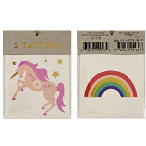 2 tatuaggi di unicorno e arcobaleno