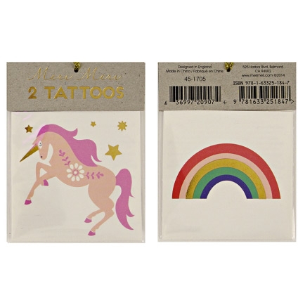 2 tatuaggi di unicorno e arcobaleno 