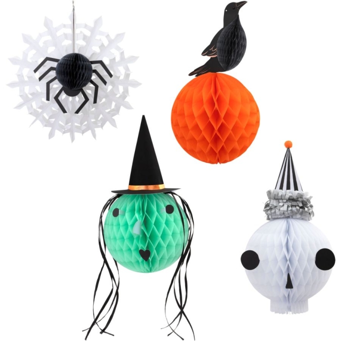 4 decorazioni a nido d ape da appendere - Halloween vintage 