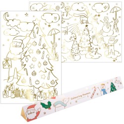 2 poster natalizi da colorare - Dettagli oro. n3