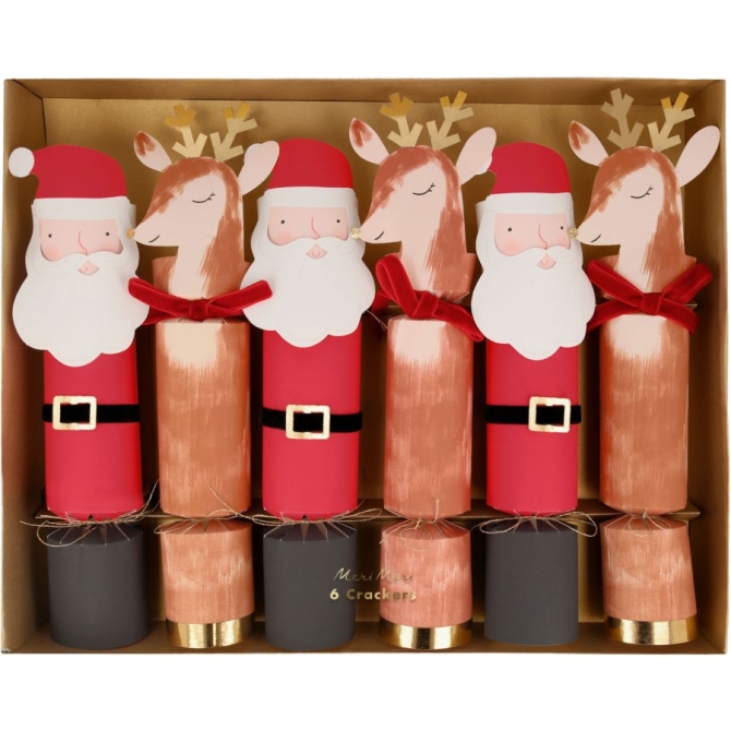 6 Crackers - Babbo Natale e renne 