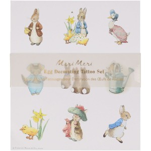 Fogli di tatuaggi per decorare le uova di Pasqua Peter Rabbit in giardino