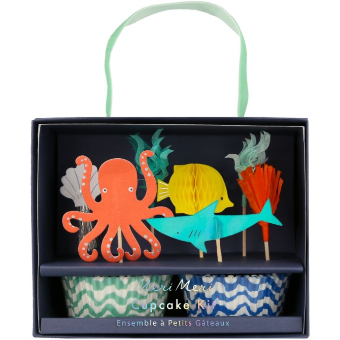 Set di 24 scatole e decorazioni Sotto il Mare - Polpo e squalo 
