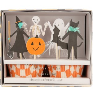 Kit di 24 decorazioni e pirottini per cupcake Happy Halloween