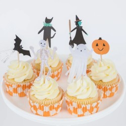 Kit di 24 decorazioni e pirottini per cupcake Happy Halloween. n1