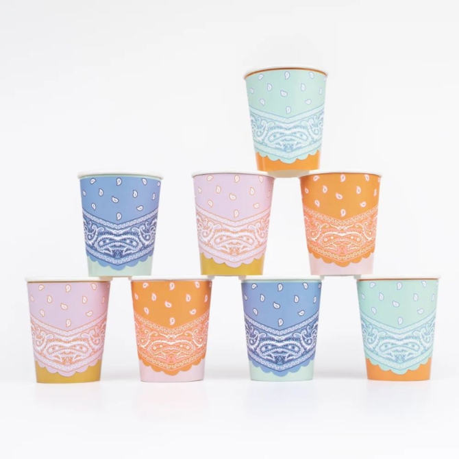 8 bicchieri bandana occidentali 