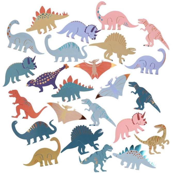 Assortimento di 25 adesivi del Regno dei Dinosauri 