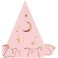 16 tovaglioli rosa a forma di cappello da strega