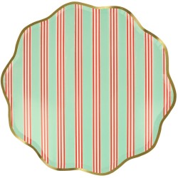 8 piatti festivi a righe con finitura dorata. n2