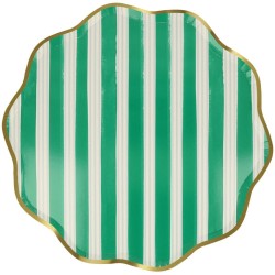 8 piatti festivi a righe con finitura dorata. n4