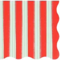 16 Piccole Tovaglioli Festive a Righe con Finitura Dorata. n°2