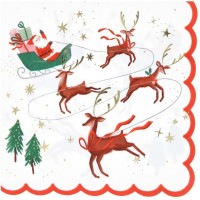 16 tovaglioli di Babbo Natale, slitta e renna