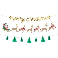 Ghirlanda di Babbo Natale, slitta e renne