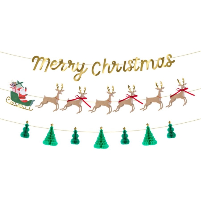 Ghirlanda di Babbo Natale,  slitta e renne