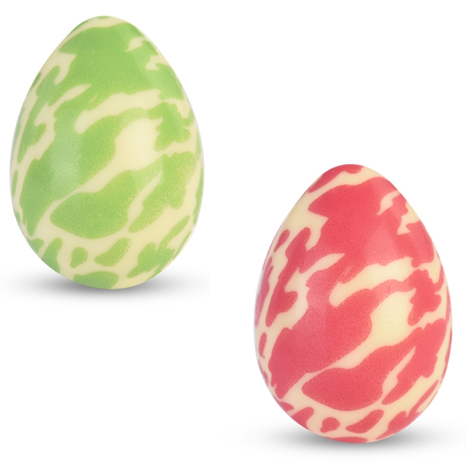 2 Ovetti Cioccolato bianco 3D - Marmorizzato Verde e Rosa 