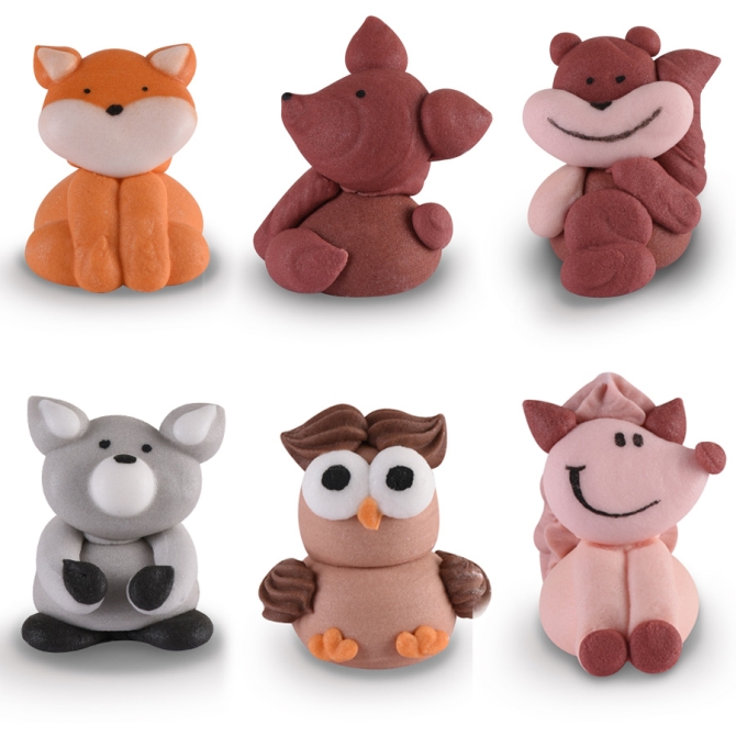 6 figurine di animali della foresta - Zucchero 