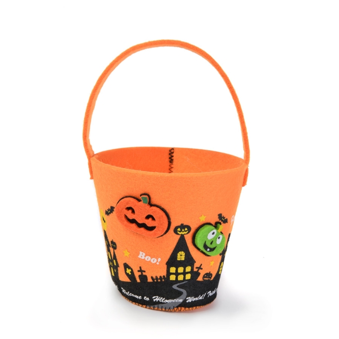 Borsa secchio zucca di Halloween (12 cm) - Pannolenci 