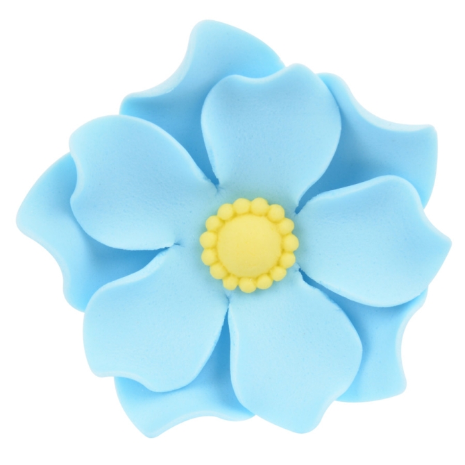 1 fiore di Nasturzio blu 3D (4 cm) - Zucchero 