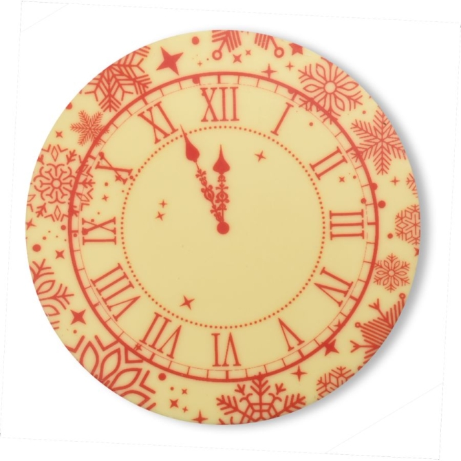 1 Orologio di Capodanno Ø 12 cm - Cioccolato bianco