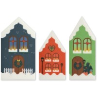 Assortimento di 3 case scandinave  5 cm - Zucchero