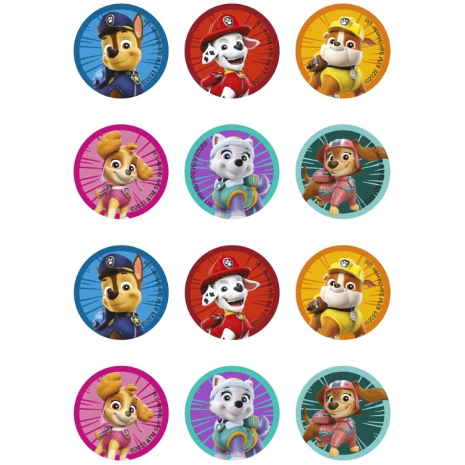 12 adesivi per biscotti Paw Patrol (5, 8 cm) - Zucchero 