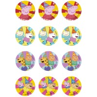 12 adesivi per biscotti Peppa Pig (5,8 cm) - Zucchero