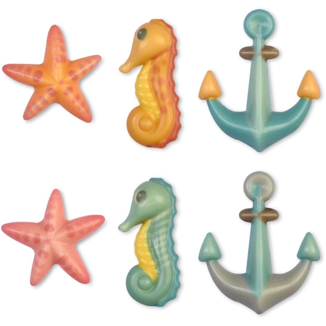 Assortimento di 3 decorazioni marine - Cioccolato bianco 