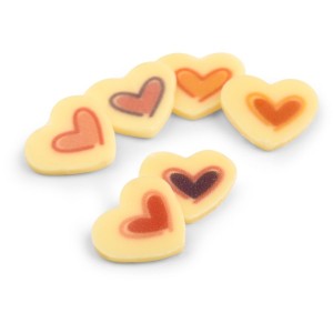 6 Mini Cuori - 1,6 cm - Cioccolato bianco