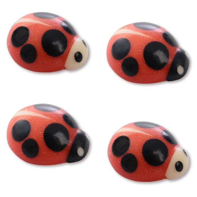 4 Mini Coccinelle -  1, 5 cm - Cioccolato bianco 