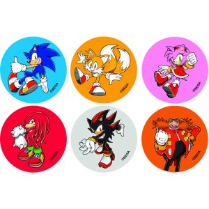 12 adesivi per biscotti di Sonic (5,5 cm) - Zucchero