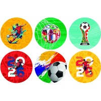 12 adesivi per biscotti a tema Coppa del Mondo di calcio (5,5 cm) - Zucchero